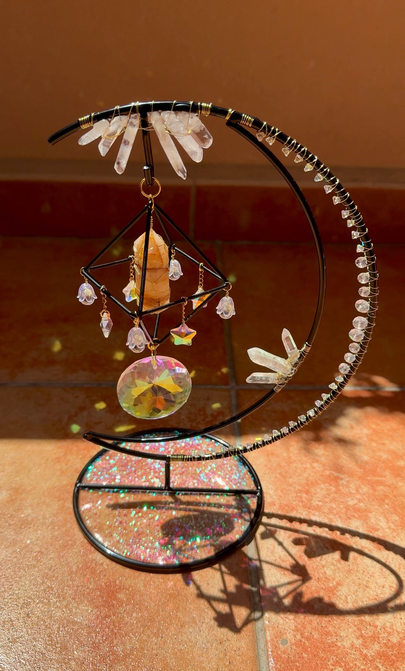 Acchiappasole da tavolo Golden Healer (Quarzo Guaritore)