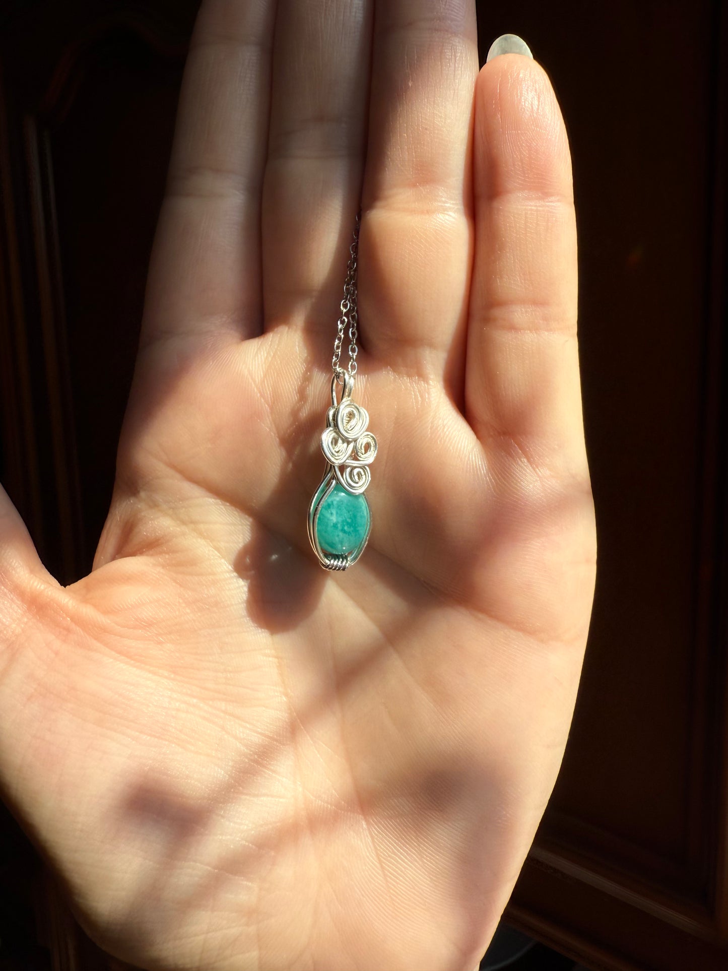 Set Collana e Orecchini Amazzonite "Vorhor, the Green Wave" - G. Lacombe